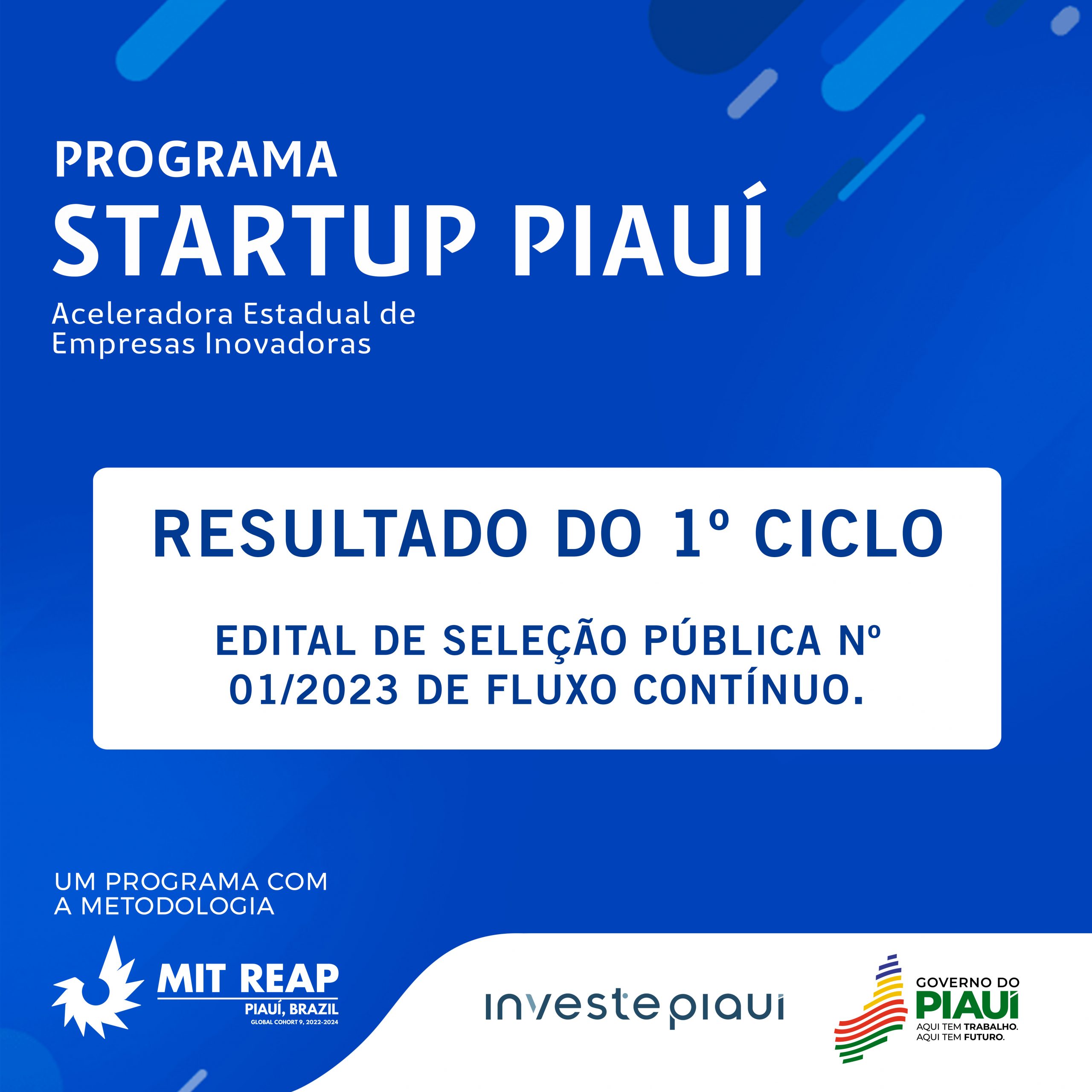 Resultado do 1º ciclo do Programa de Aceleração STARTUP PI EDITAL DE SELEÇÃO PÚBLICA Nº 01/2023 de fluxo contínuo