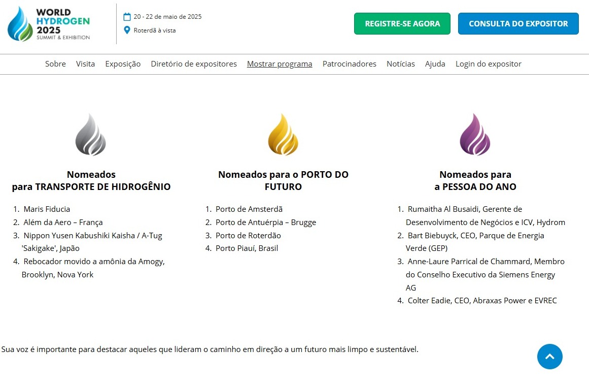 World Hydrogen Summit 2025: Porto PI é finalista em uma das maiores conferências mundiais de Hidrogênio