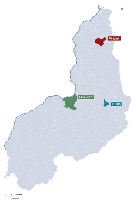 Mapa dos Parques Empresariais do Piauí - Destaque para Piripiri, Floriano e Picos