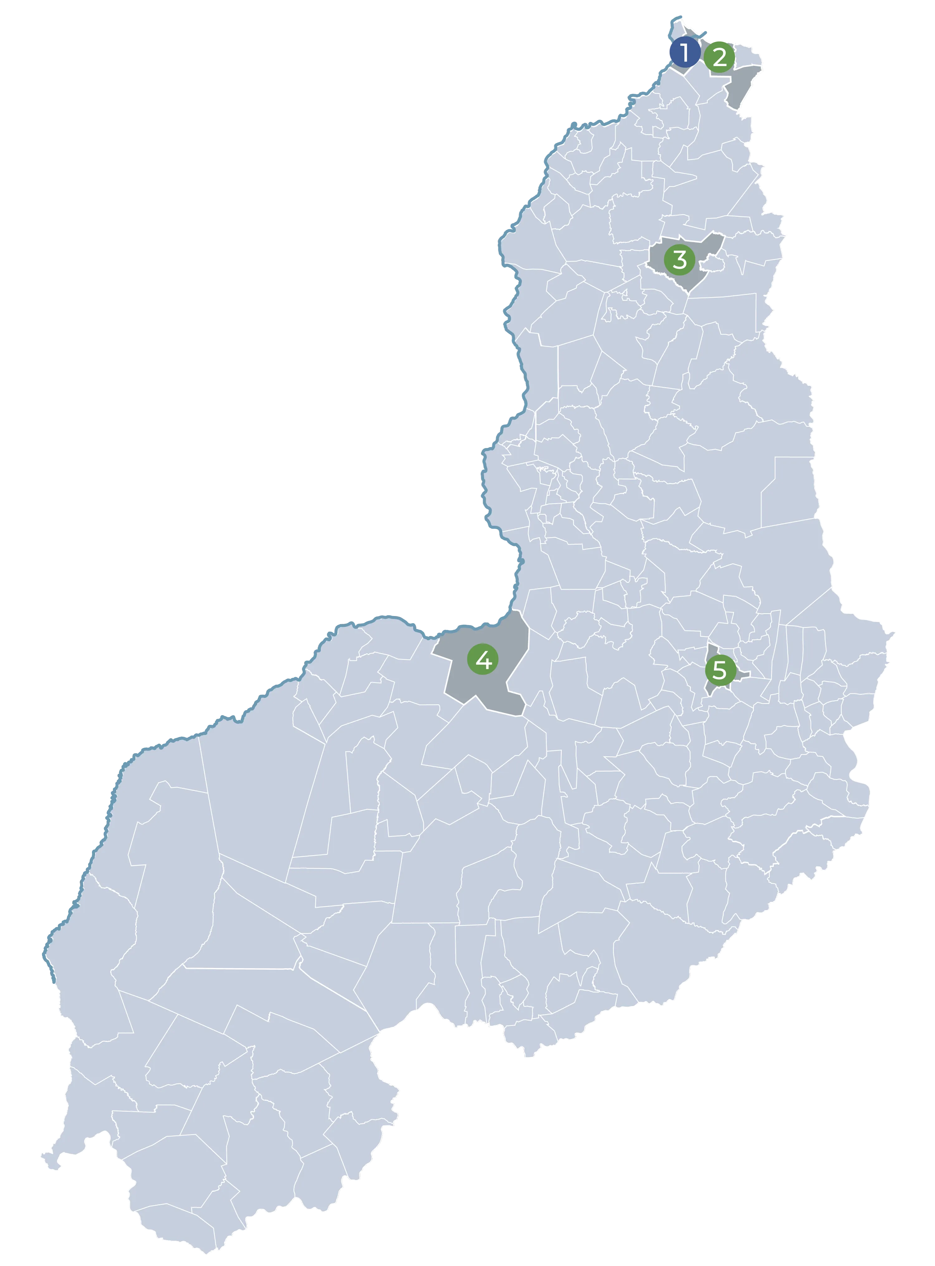Mapa do Piauí destacando os Parques Empresariais